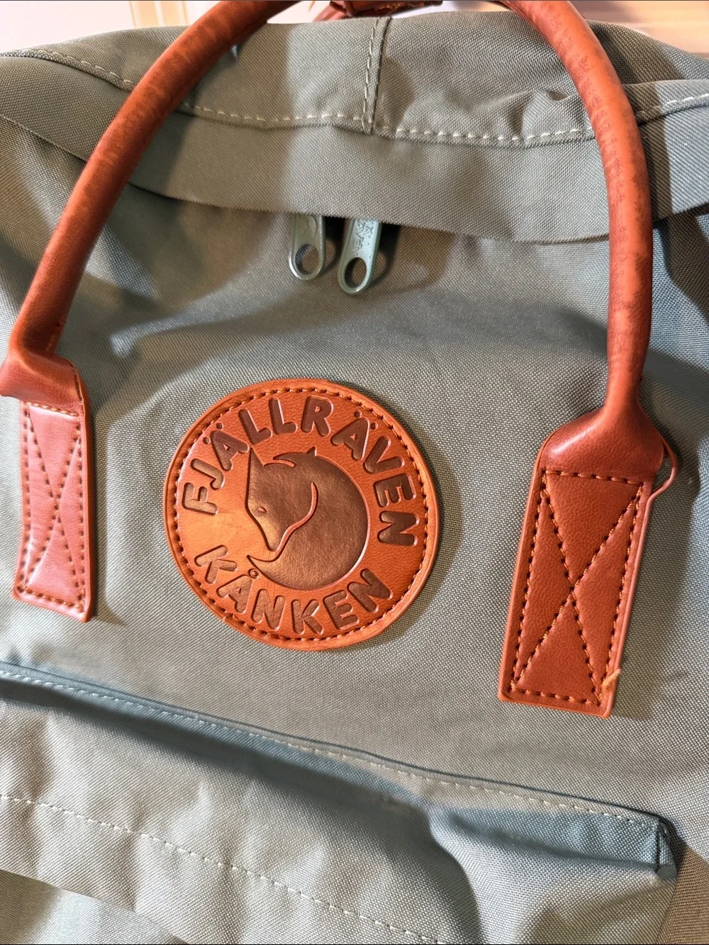 Kånken Leather-Handle Backpack in Sage Green